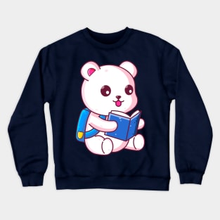 Cute school polar bear reading book Crewneck Sweatshirt